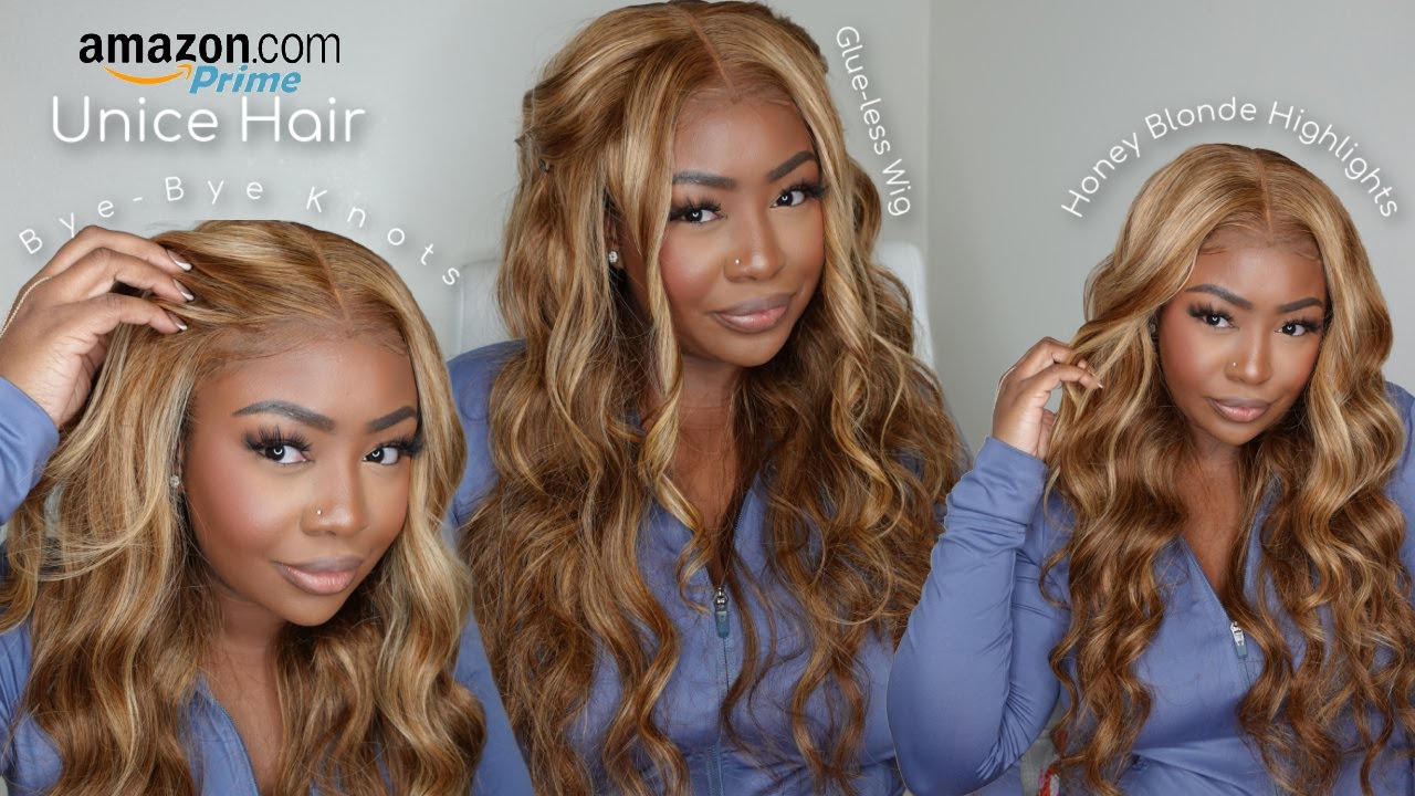 AMAZON PRIME WIG | HONEY BLONE HIGHLIGHT BYE BYE KNOTS WIG INSTALL | UNICE