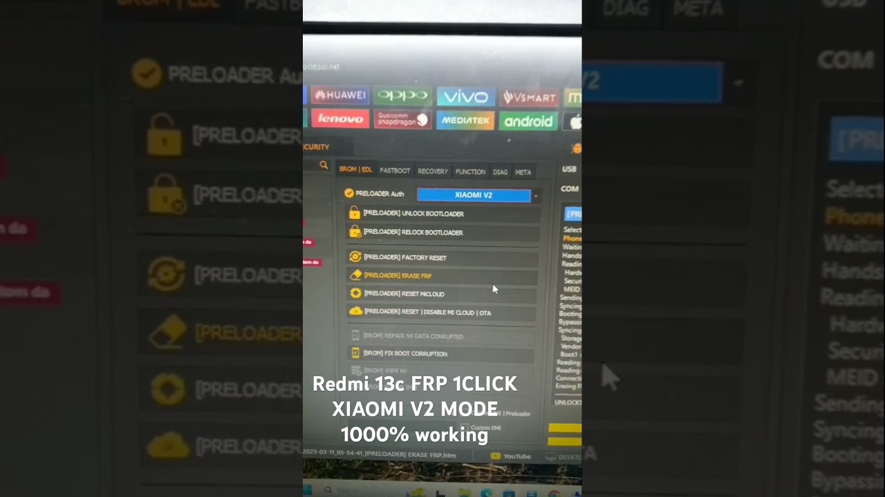 Redmi 13c FRP Unlock Tool 1CLICK XIAOMI V2 MODE 1000% working