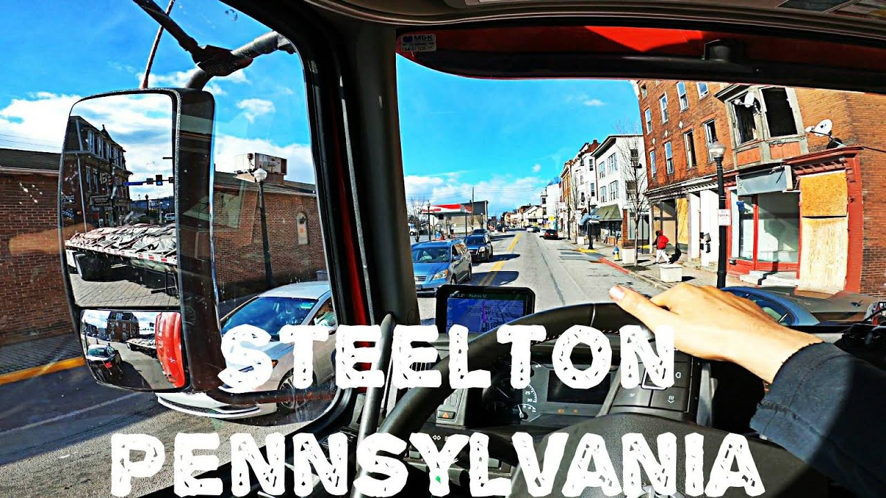 A city in ruins, Steelton, PA. POV. Volvo VNL 860 Globetrotter.