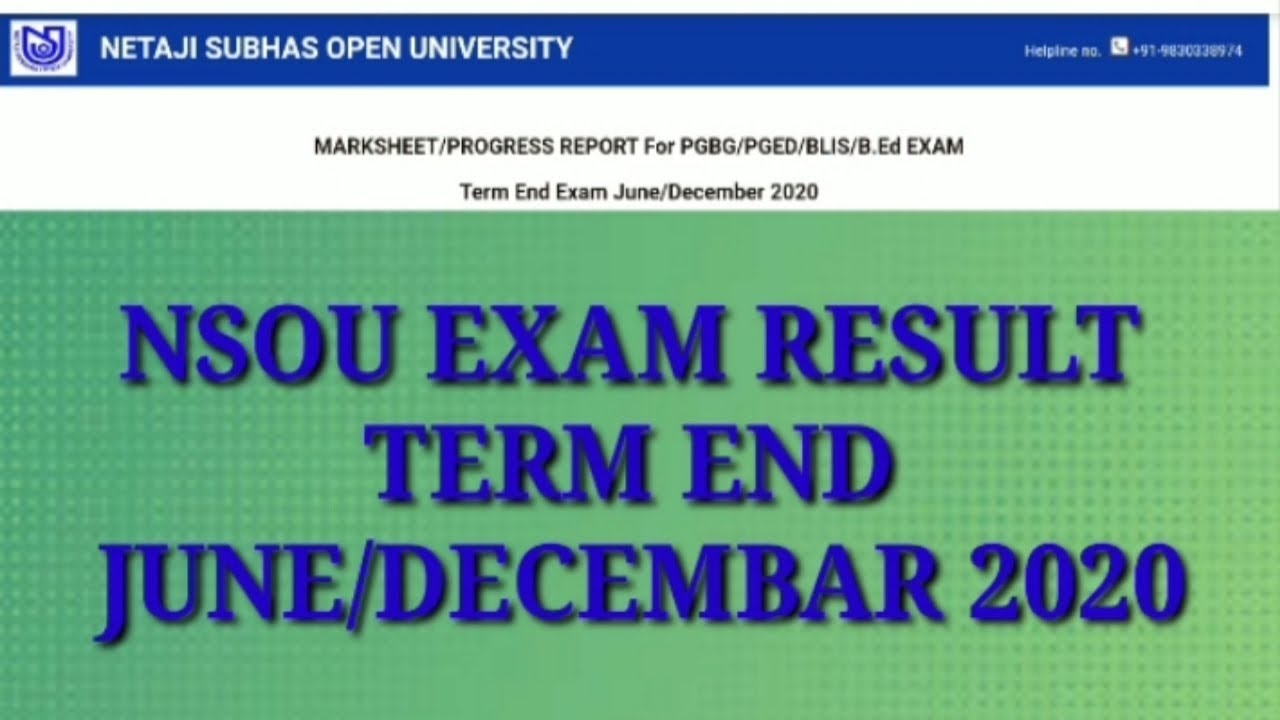 #NSOU# NSOU TERM END 2020 EXAM RESULT