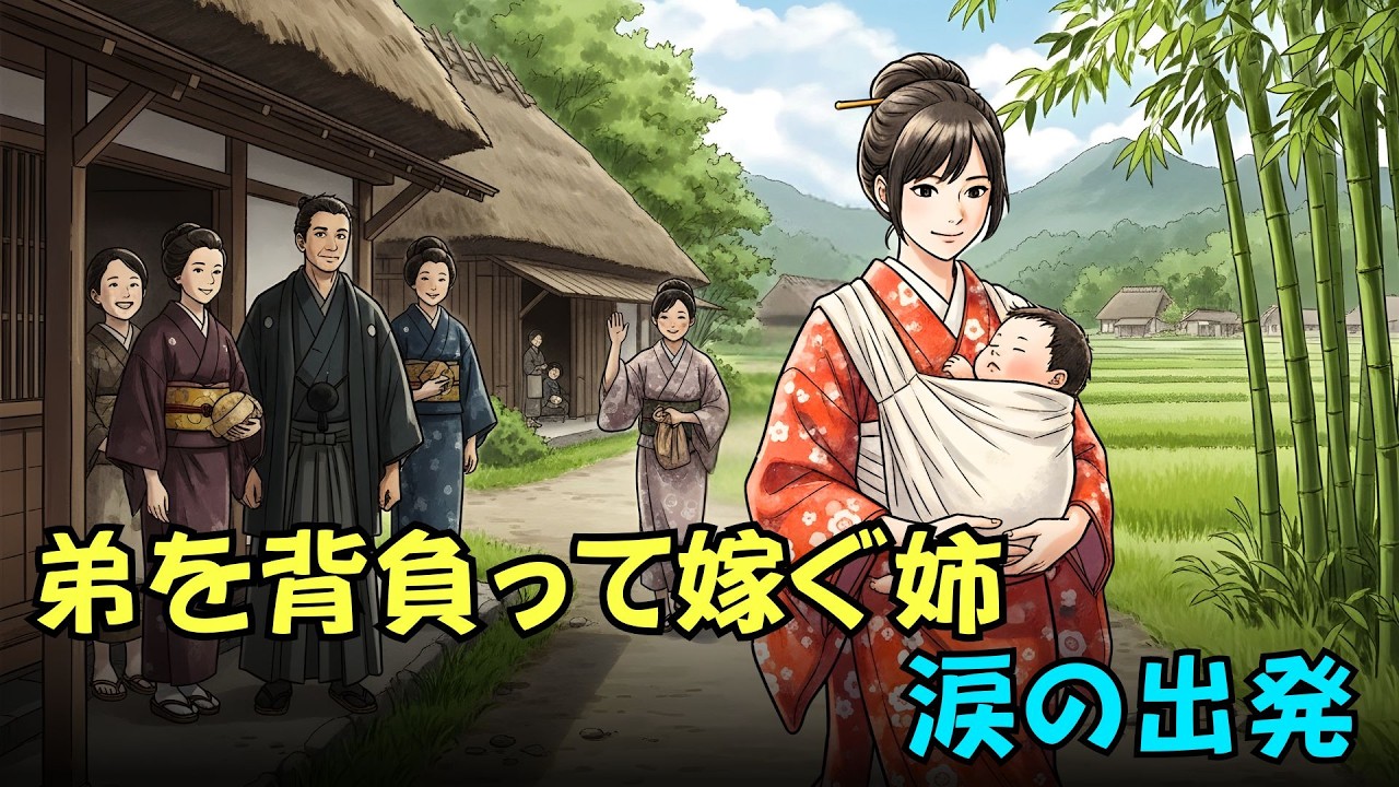 賢い姉が嫁ぐ日――背にはまだ乳を飲む幼い弟を背負っていた| 日本昔話・家族の絆