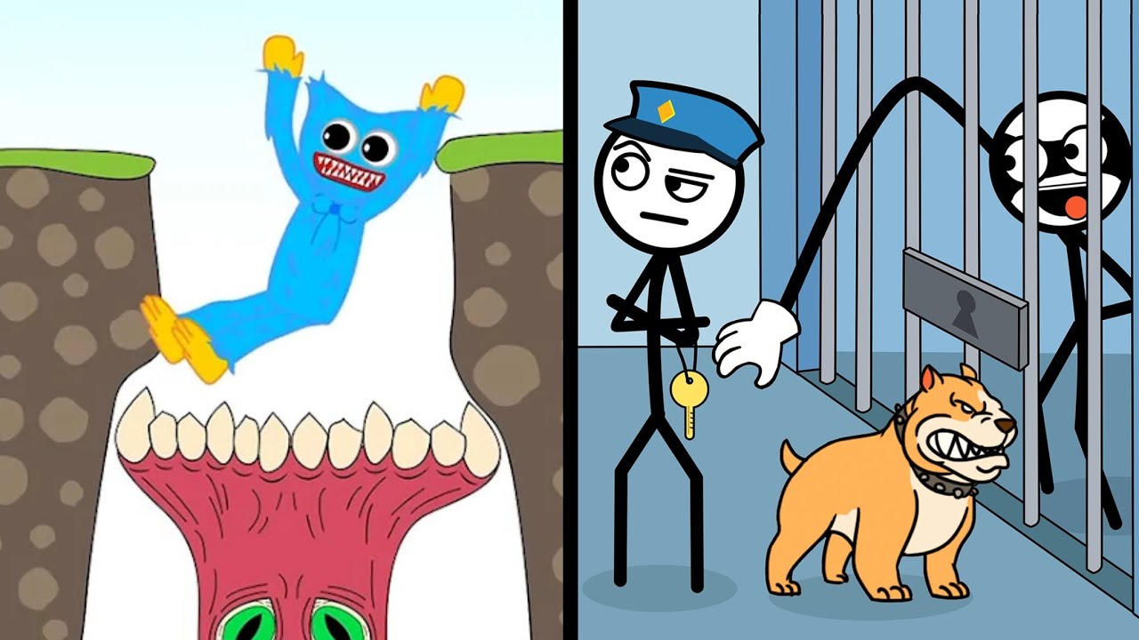 Hugy's Funny Animated Story Vs Thief Puzzle: To Pass a Level 👹👩‍✈️👿 New Max Levels Gameplay Ep 200