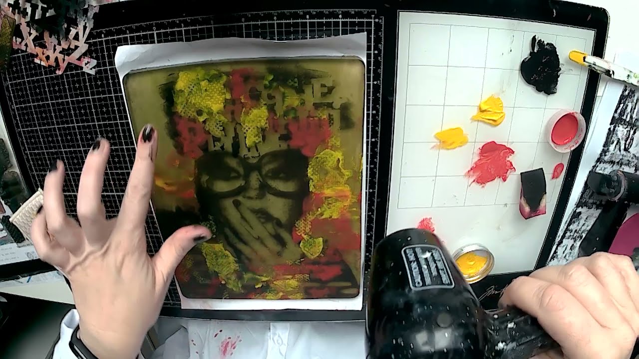 Technique mixed media art journal  - Page complète avec la Gel Press