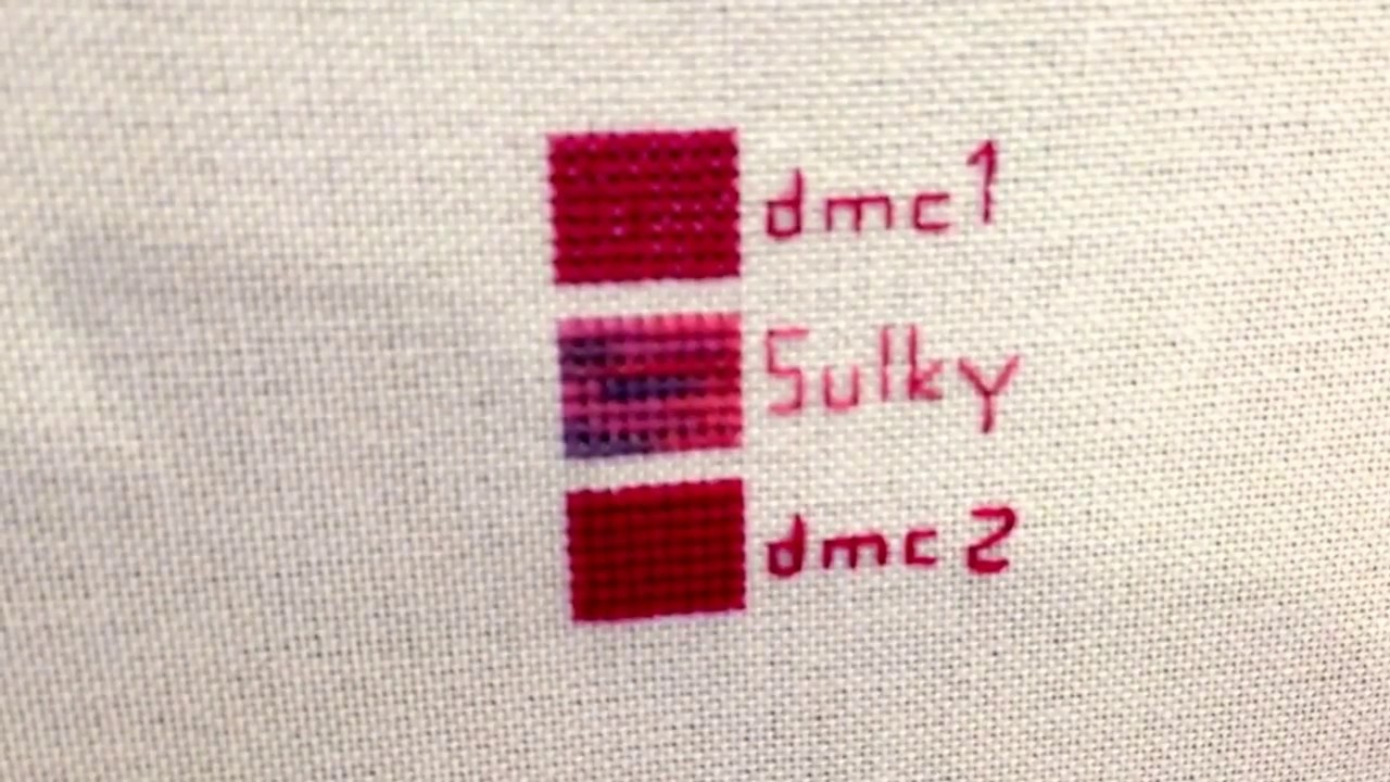 Flosstube comparison of Sulky 12 weight cotton vs. DMC...where I actually stitch with it!!