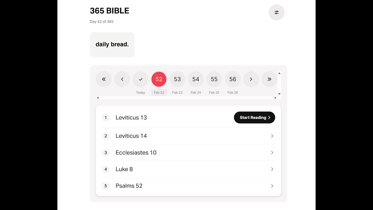 356 Day Bible Plan - Day 52