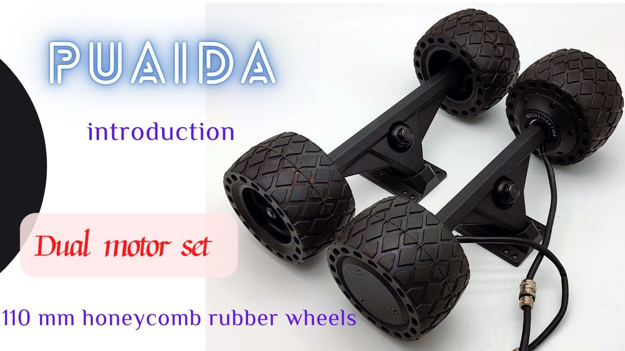 Dual Hub Motor set with 110 mm honeycomb rubber wheels for DIY electric skateboard bulid 35 mph