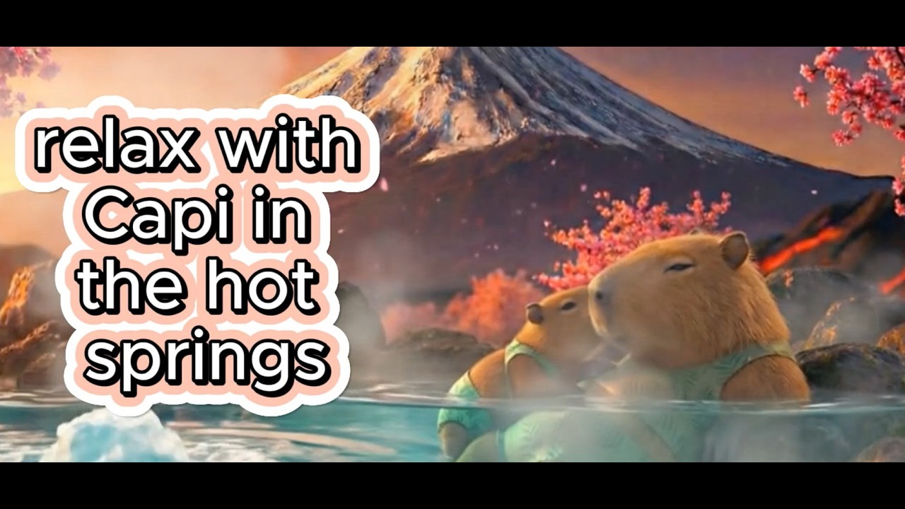 Snowy Peak Serenity 🏔️🌬️ | Capi the Capybara in a Hot Stone Spring