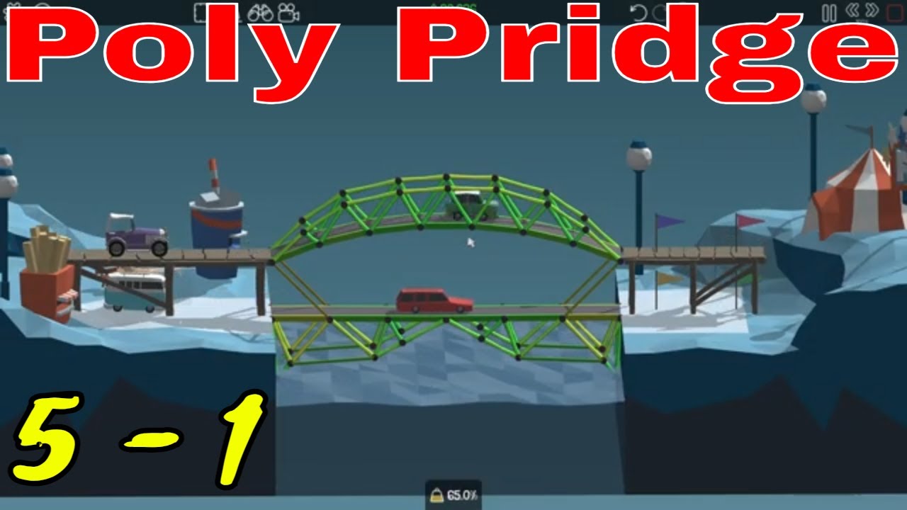 Poly Bridge level 5-1 walkthrough and gameplay