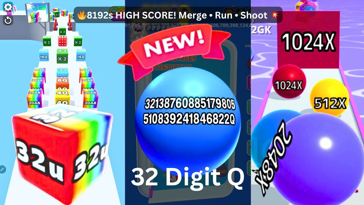 Ball Run 2048 Infinity ♾️ vs Jelly Run 2048 [32U High Score] vs Bounce Merge 3D 🔥 | Mega 2048 Merge
