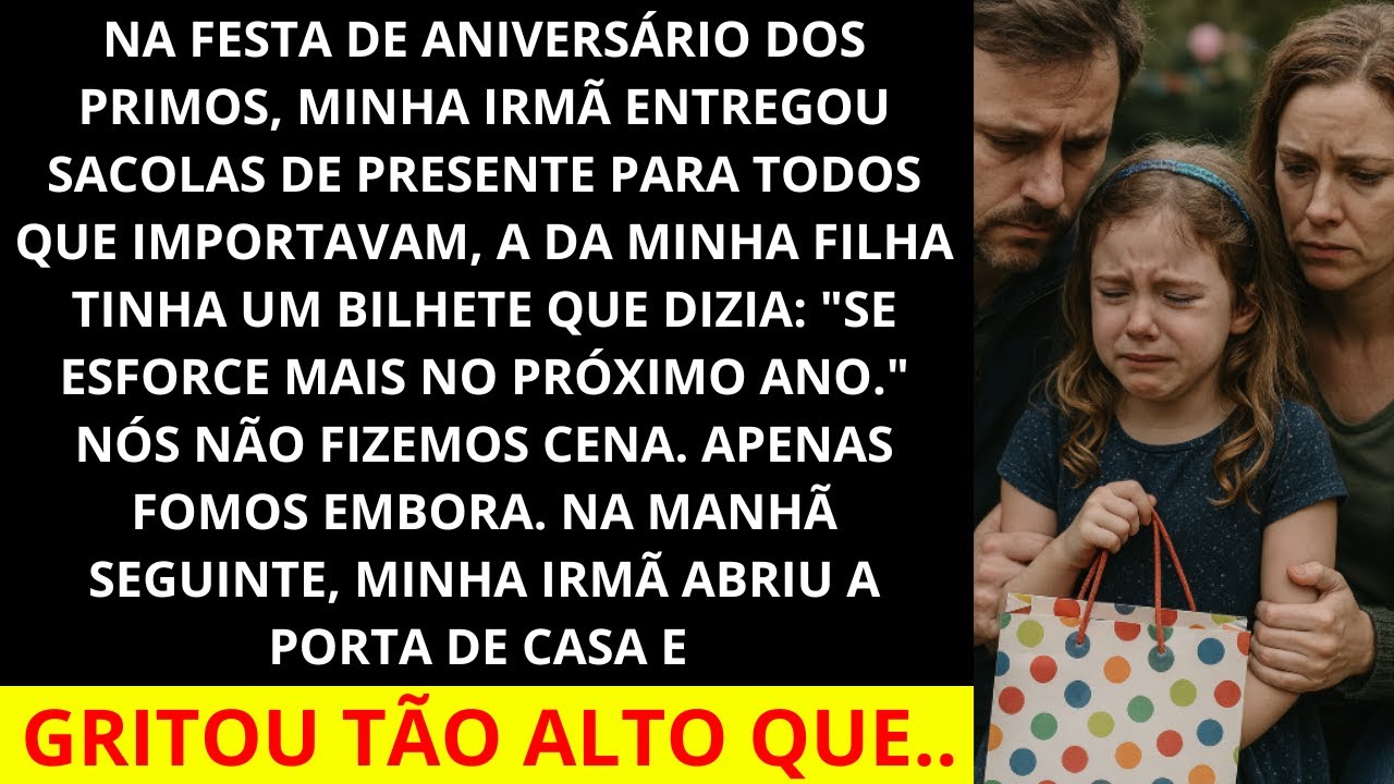 Minha filha ganhou uma sacola de presente. Ela dizia: Tente mais no ano que vem. Nos levantamos e..
