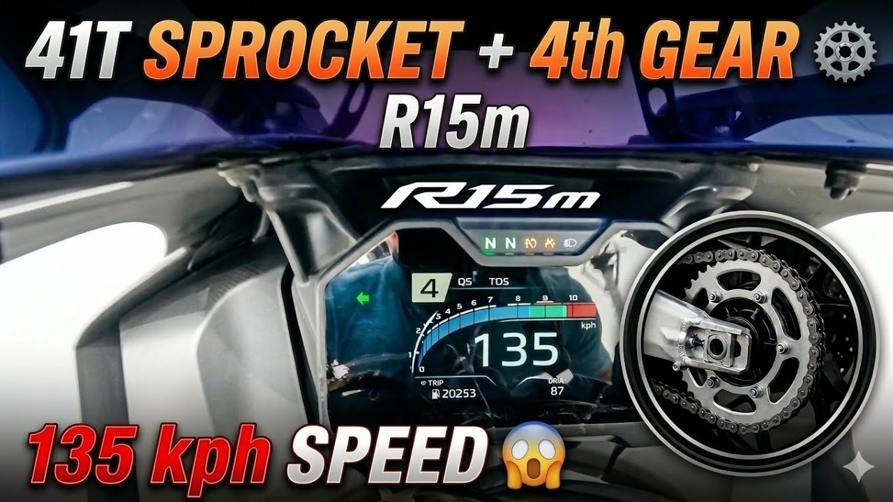 Yamaha R15 V4: 41T Sprocket Upgrade! 🔥 135 kmph in 4th Gear? 😱