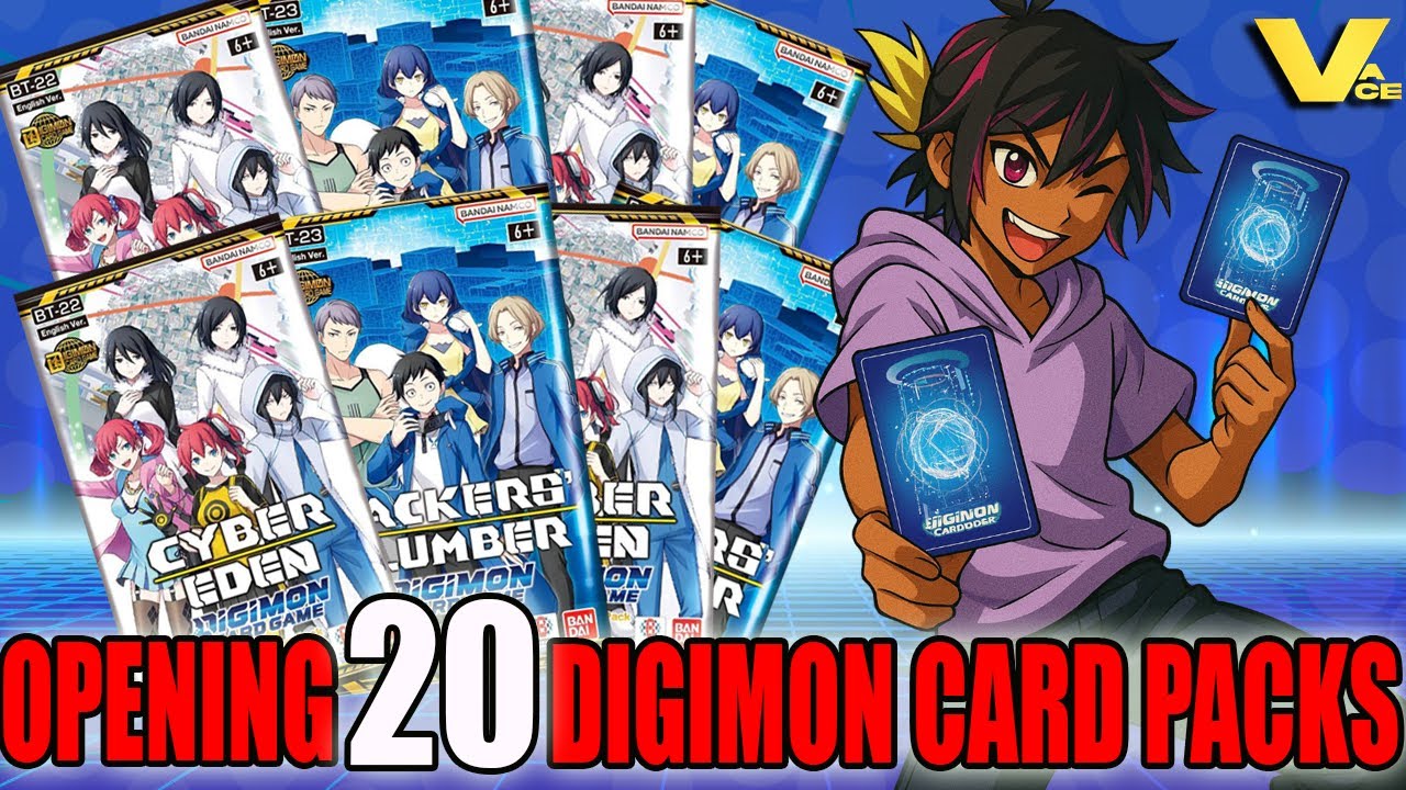 Открытие 20 наборов карт Digimon CYBER EDEN и HACKERS MEMORY