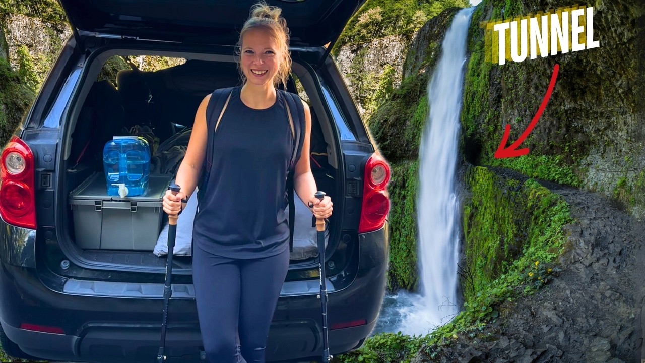 Daring Hike Behind This MASSIVE Waterfall! (car camping adventures)