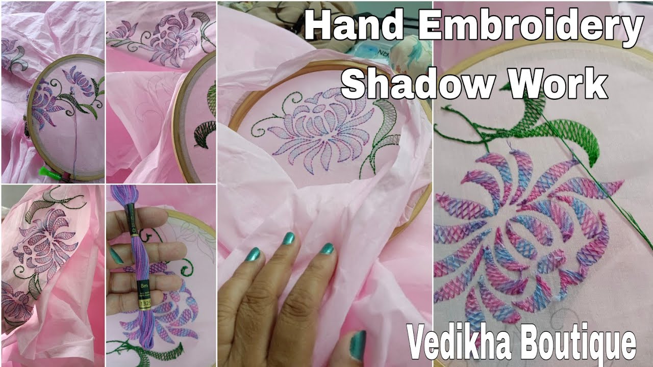 Hand Embroidery Shadow Work on Soft Organdy Saree | Daily Wear Cotton Saree with beautiful flowers