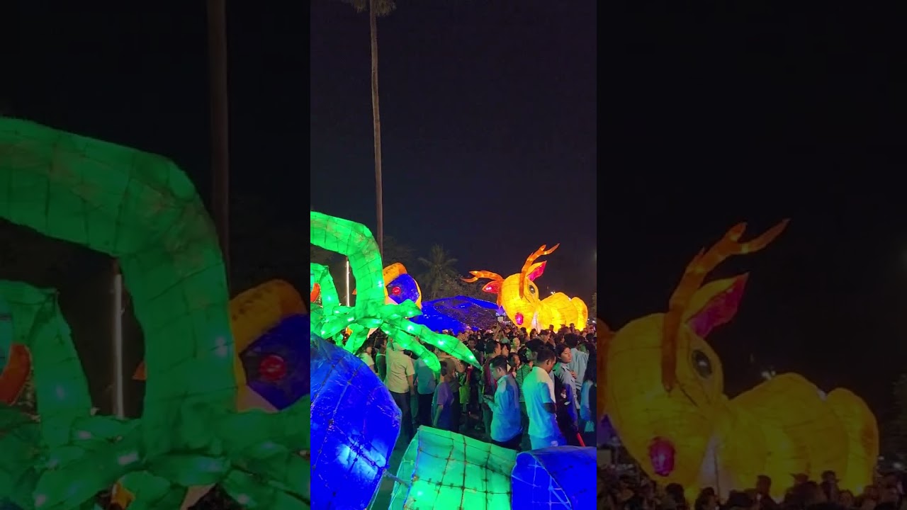Big event with animals in Cambodia,  Giant elephant with color