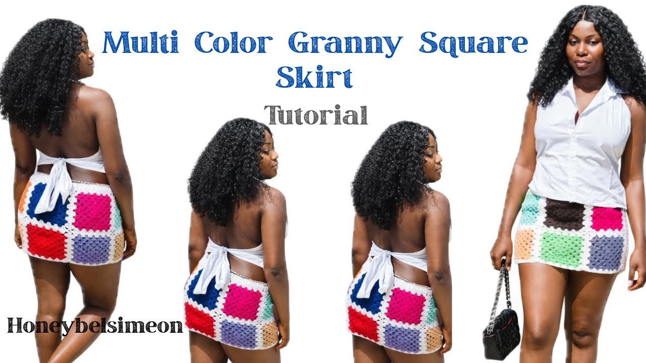 Crochet multi color granny square skirt | beginner friendly tutorial #crochet #diy #tutorial 