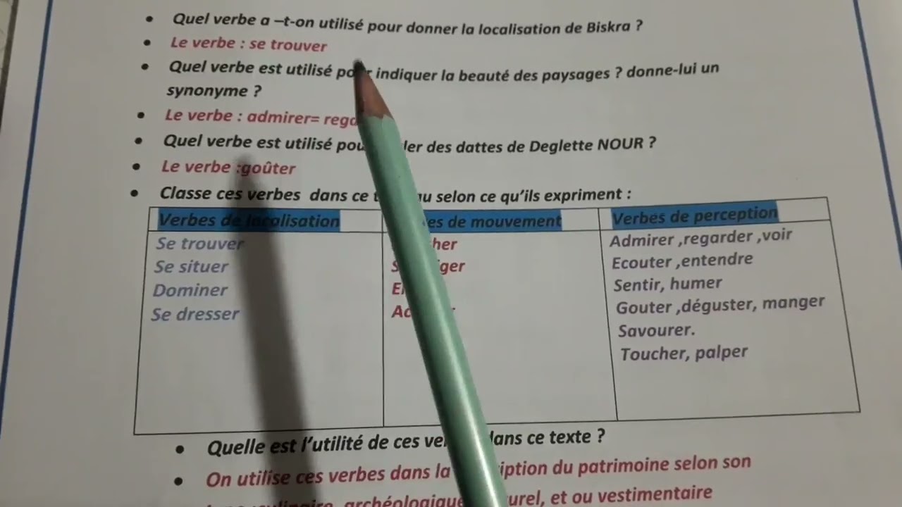 أفعال الموقع، الحركة افعال الإدراك لتلاميذ ثالثة متوسط la lolocalisation, mouvement, la perception📖