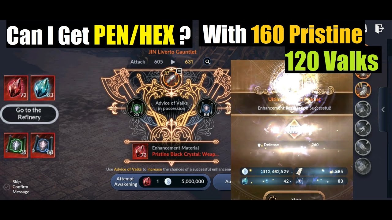 Black Desert Mobile Can I Get PEN/HEX With 160 Pristine & 120 Valks - Auto/Manual?