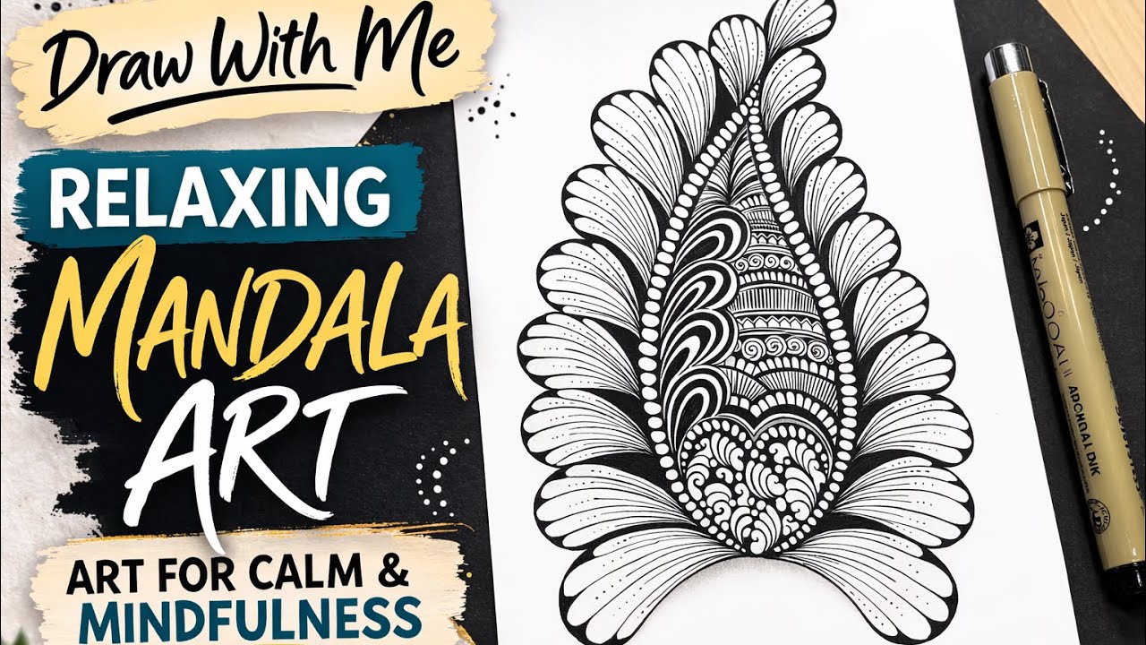 Relaxing Mandala Inspired Art 🌿 | Mindful Pattern Drawing for Stress Relief