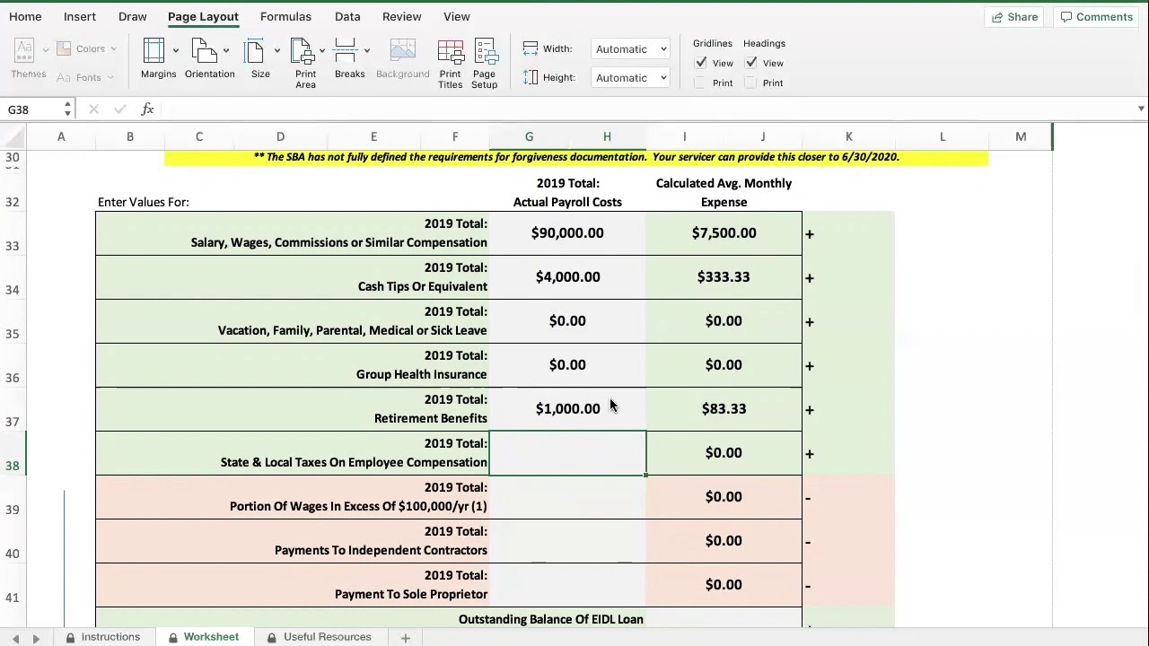 PPP Loan Worksheet Tutorial