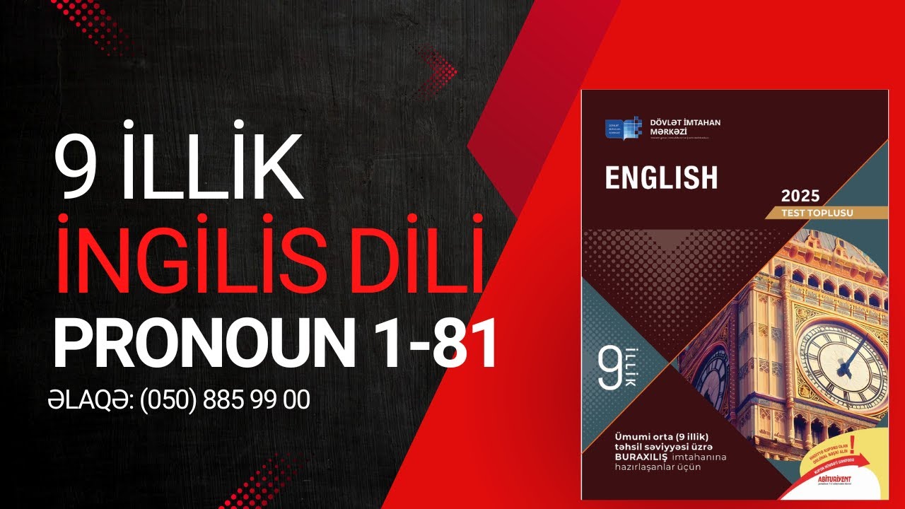 DİM 9 CU SİNİF YENİ TEST TOPLUSU 2025 İNGİLİS DİLİ | PRONOUN (ƏVƏZLİK) | İzah | Sual 1-81