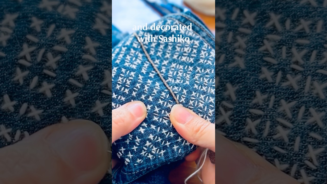 Mending denim & stitching Sashiko #slowfashion #diy #denim #denimjeans #mending #刺し子