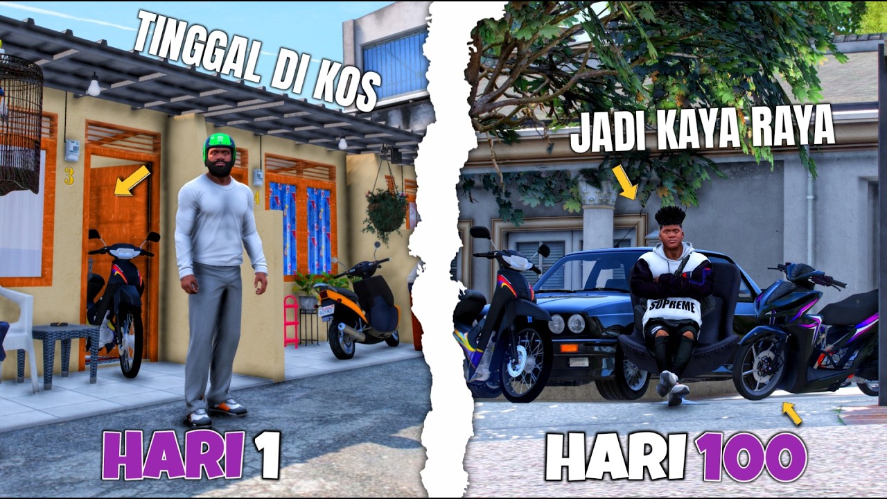 100 HARI DI GTA 5 ! DARI MISKIN SAMPAI JADI KAYA RAYA  - GTA V MODS