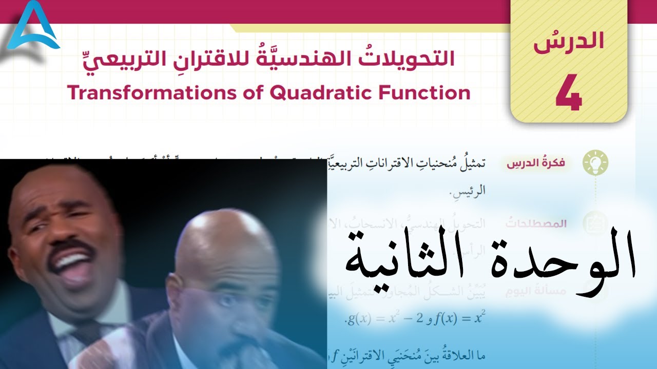الصف التاسع المنهاج الجديد | الوحدة الثانية | التحويلات الهندسية للاقتران التربيعي