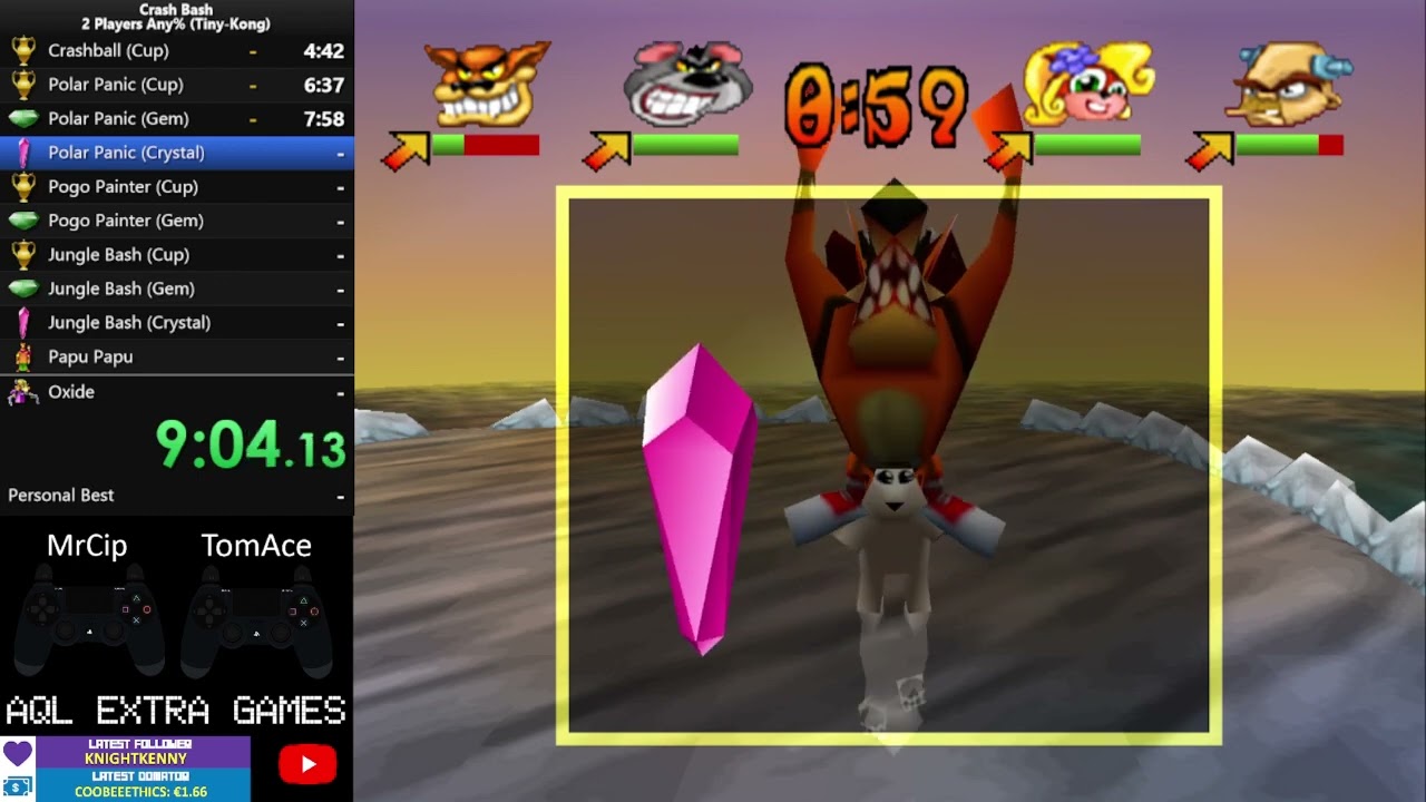 🔴Crash Bash - Speedrun Any% 2 players with Tiny and Kong - 2:08:23