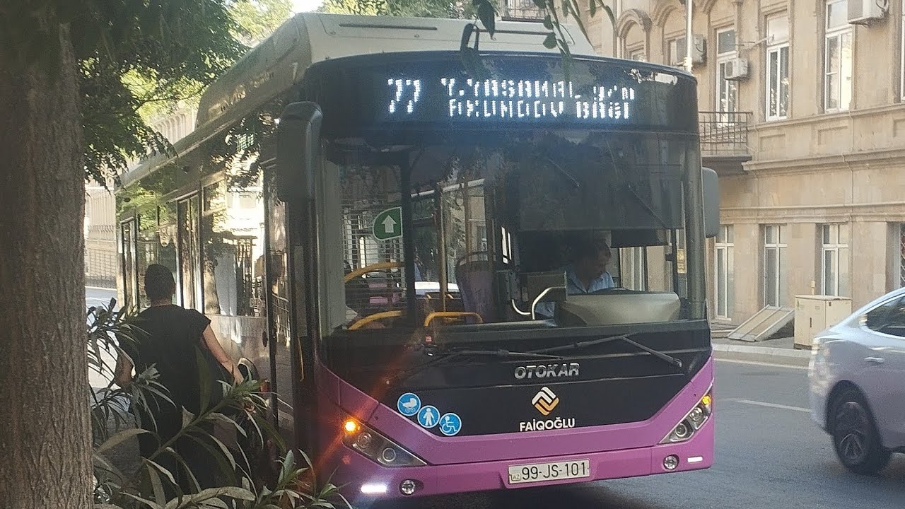Bakı 77 nömrəli avtobus. Səfər(Axundov bağı ➡️ Yeni Yasamal y/m).