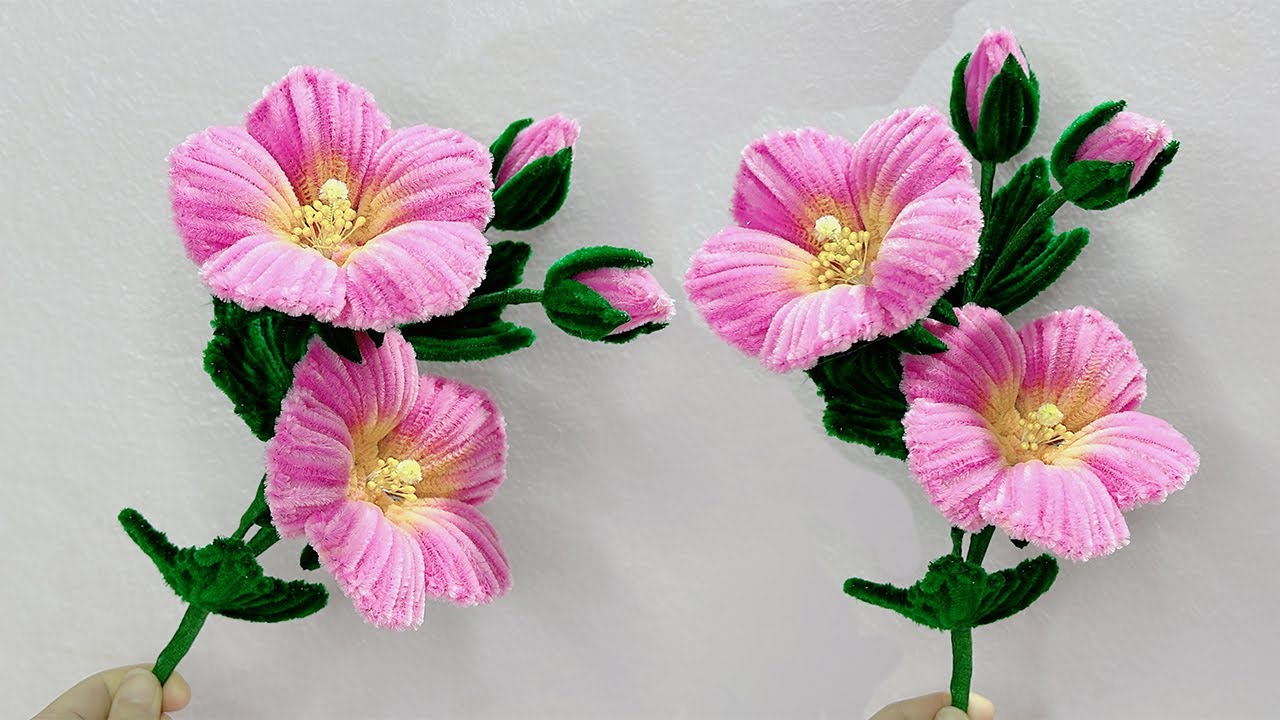 How to Make Beautiful flower with Pipe Cleaner - Pipe Cleaner Confederate Rose - DIY Chenille Wire
