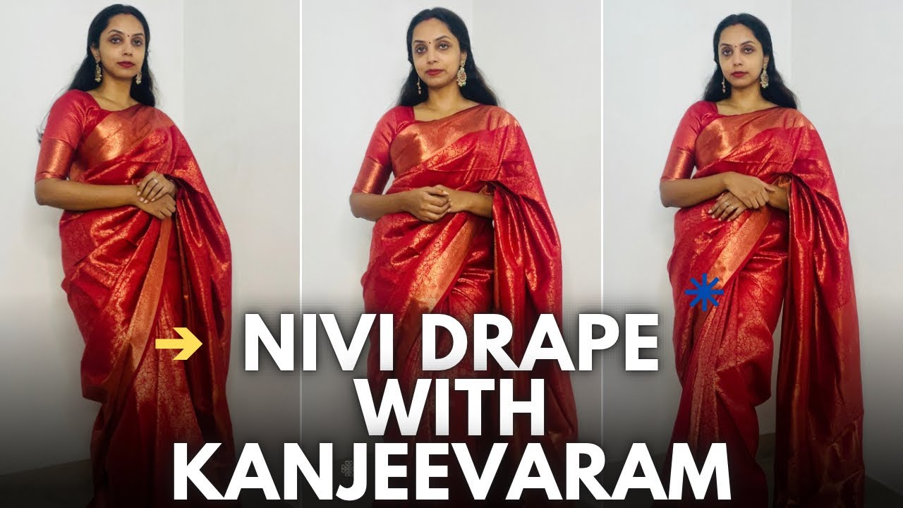 Nivi drape meets the bold beauty of tomato red Kanjeevaram.#KanjeevaramLove #NiviDrape #sareenotsari