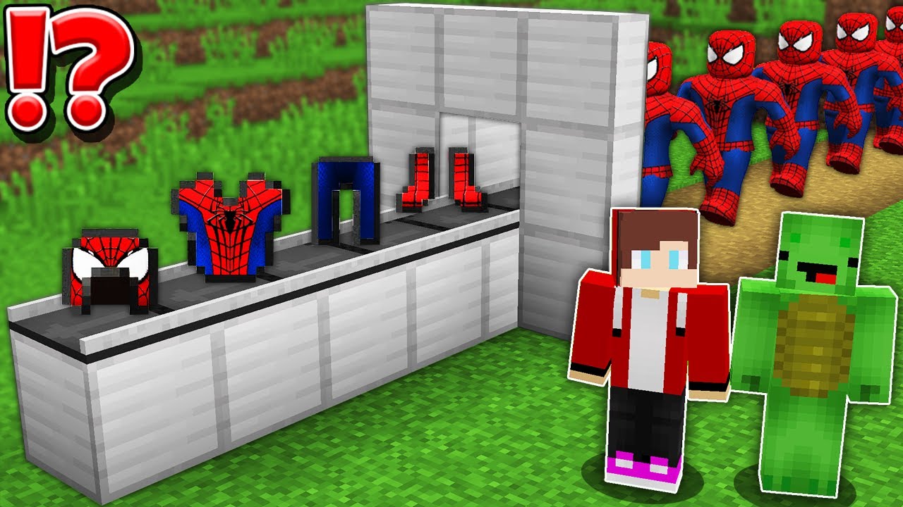JJ and Mikey create SPIDER MAN ARMOR CHALLENGE in Minecraft / Maizen Minecraft