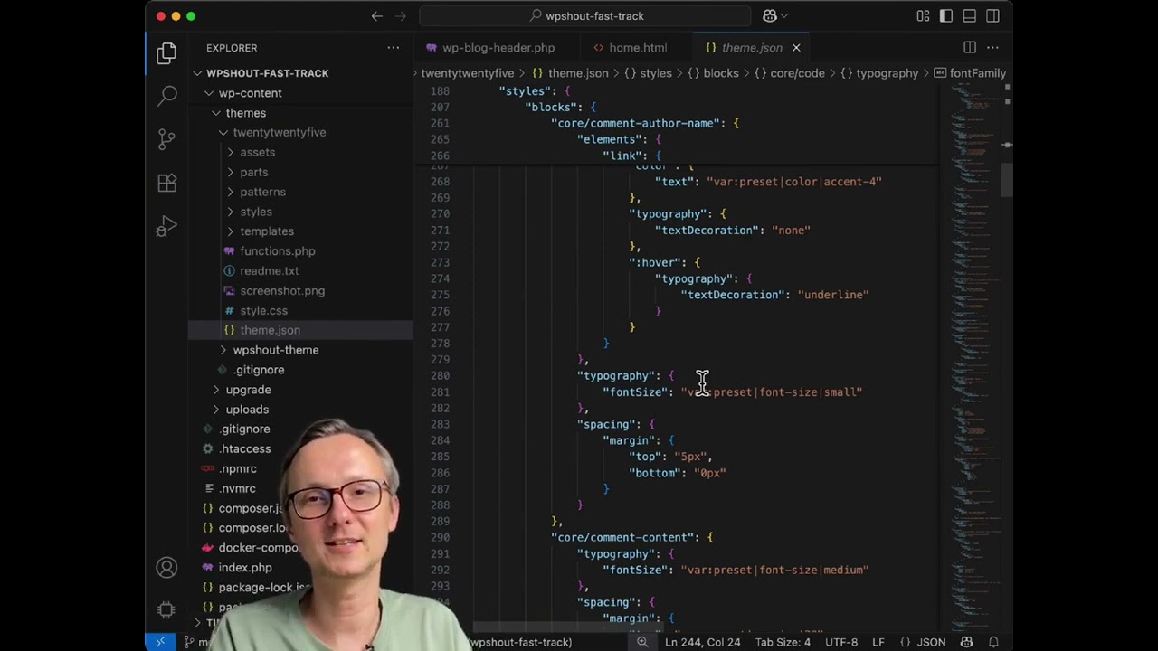 Introduction to WordPress theme.json: Design Tokens, Styling & Block Theme Development
