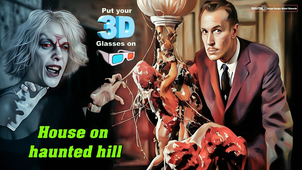 House On Haunted Hill (1959) X Full 3D Movie. Anaglyph.