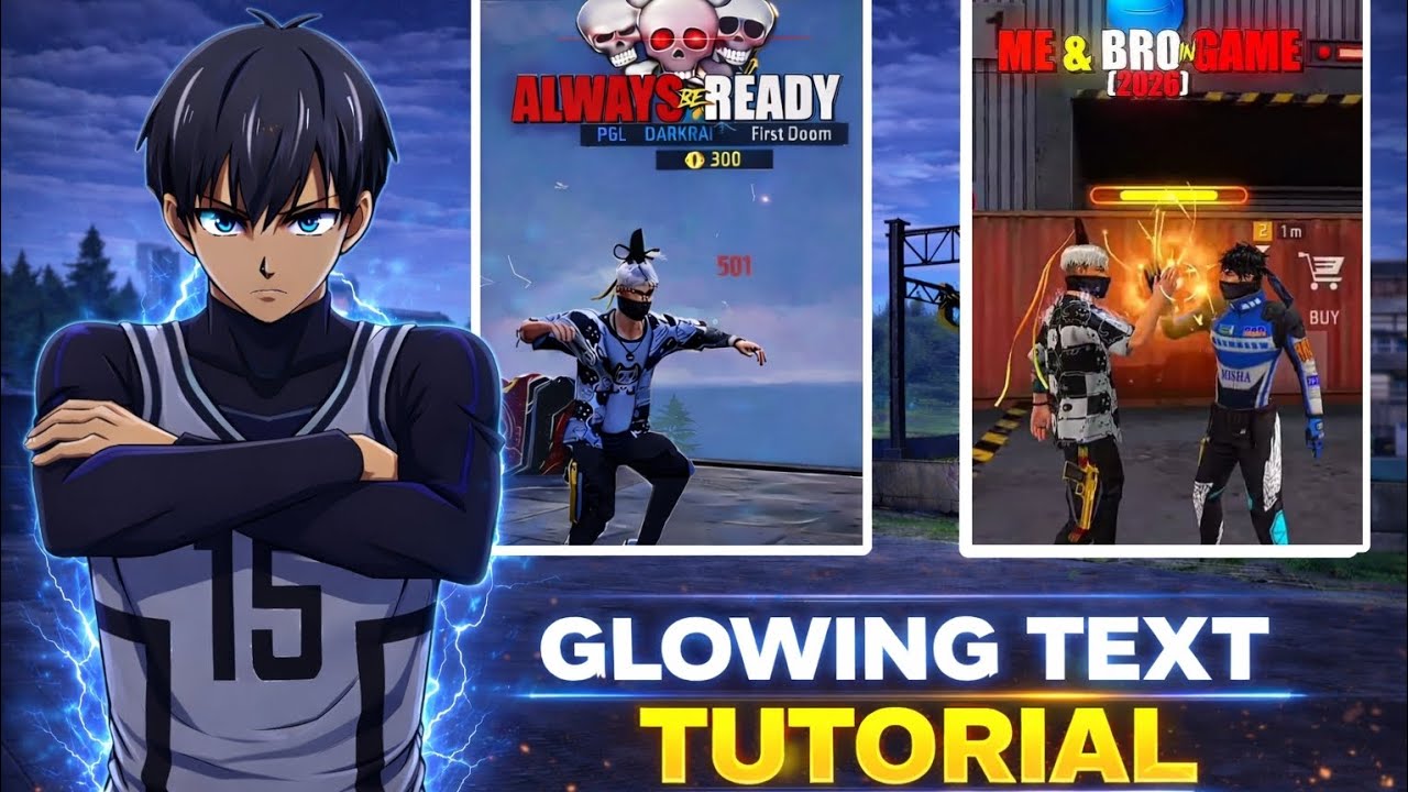 Glowing Text Tutorial Like @PGL_DRKRAI77 |  How To Create Glowing Text | 