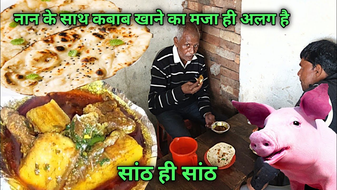नान के साथ सुअर कबाब खाने का मजा ही अलग है || eating pork kabab with naan roti || pig meat shop