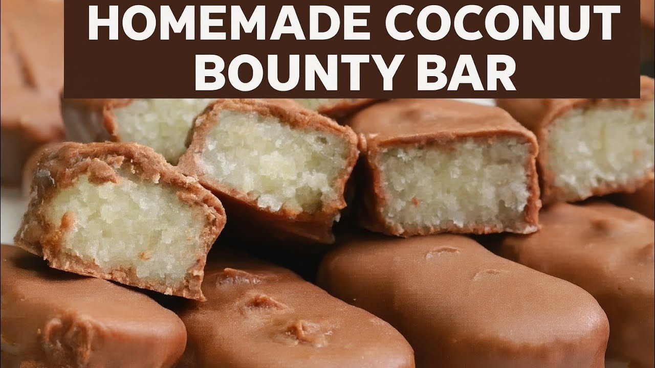 Homemade Bounty Chocolate Bar Recipe For Kids | Just 4 Ingredients | Chocolate Bounty Coconut Bars
