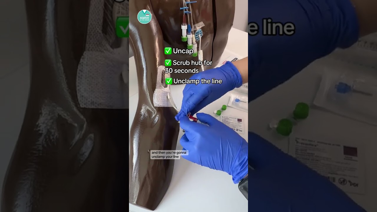 🩸How to draw labs from a PICC or CVC #RN #BSN #futurenurse