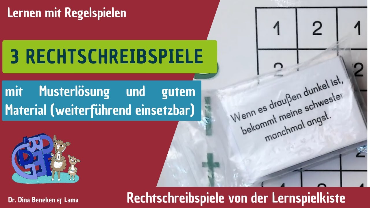 3 Spiele für eine bessere Rechtschreibung (auch als Vorlagen nutzbar mit Musterlösungen) ab Klasse 2