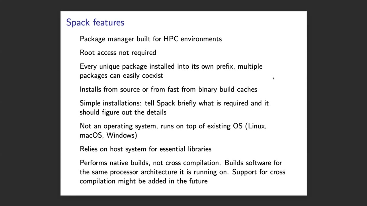 Installing your software packages with Spack