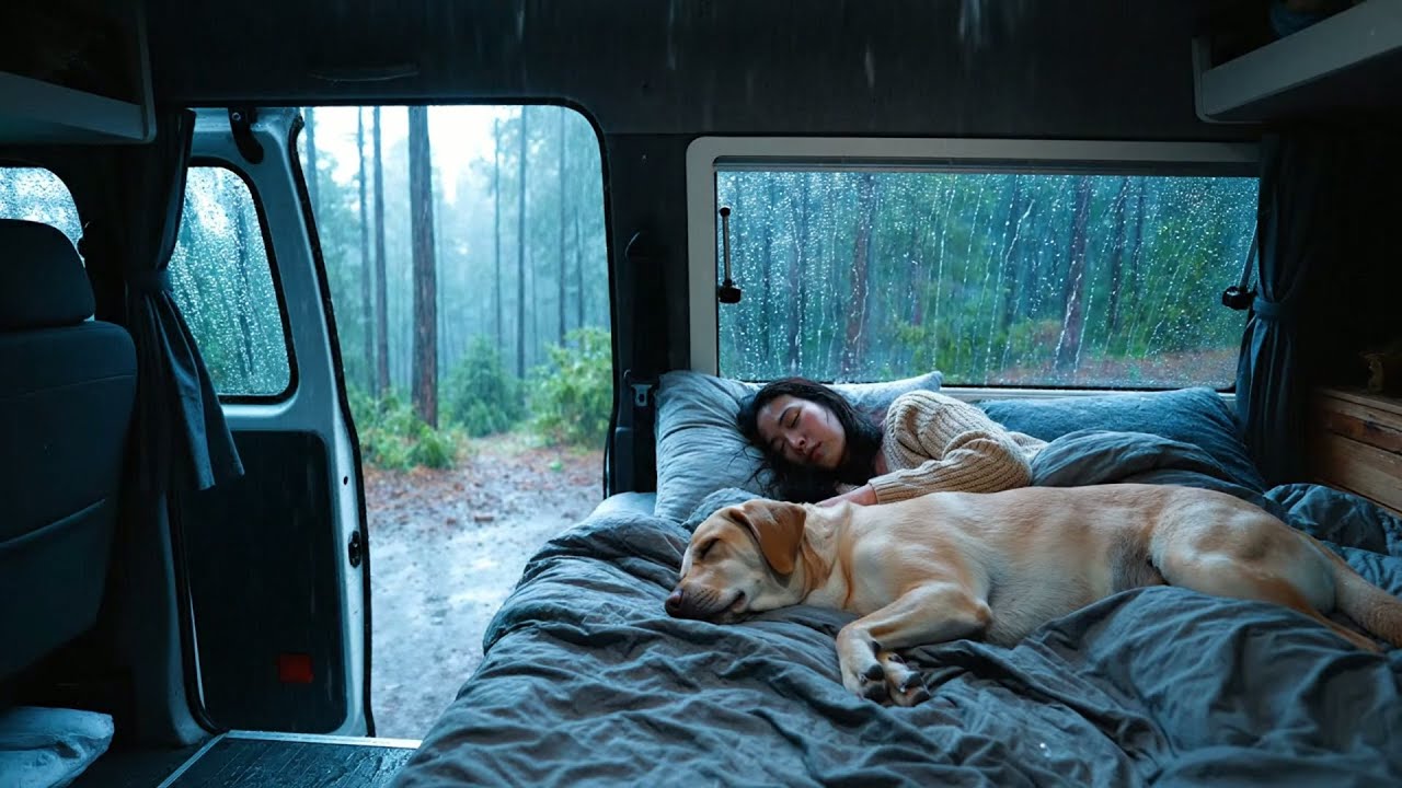 Lluvia Calmante en Ventana de Camper para Meditación y Dormirse al Instante