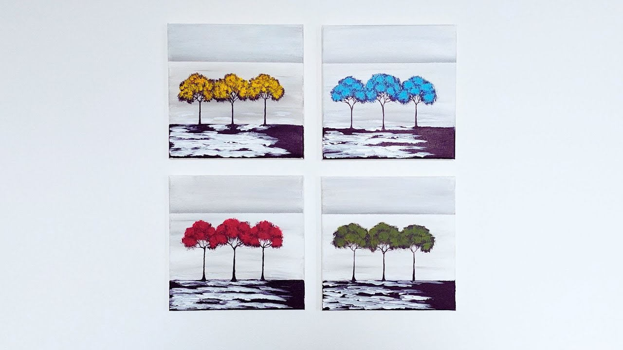 TREES DRAWIND | 4 PAINTINGS WITH TREES | EASY for BEGINNERS | DeOli art