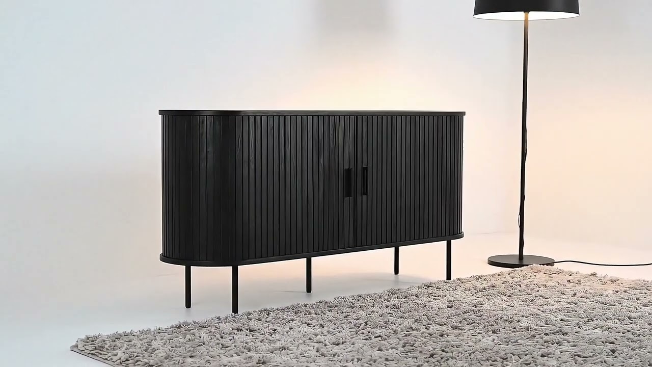 Sideboard BARAWOH - Echtholzfurnier - Eiche Schwarz