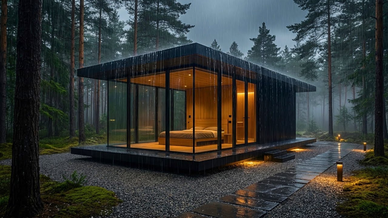 Gentle Rain in Cozy Forest Cabin 🌧️ Soft Rain Sounds for Deep Sleep,Insomnia,Anxiety & Stress Relief