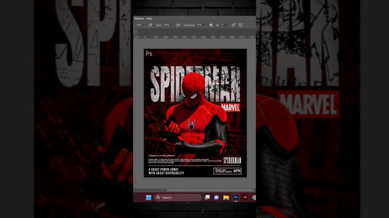 spiderman🕸️movie poster design✨|#photoshop #graphicdesign #marvel #poster #spiderman #shorts #movie