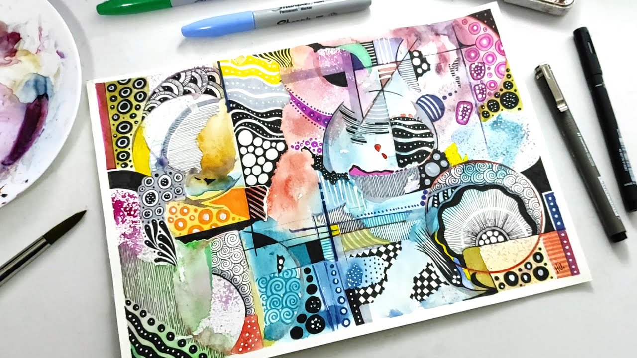 Calming Art Therapy: Watercolor Zentangle Meets Neurographic Art Techniques