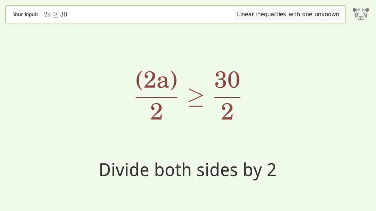 Solving Linear Inequalities: 2a is Greater Than or Equal to 30