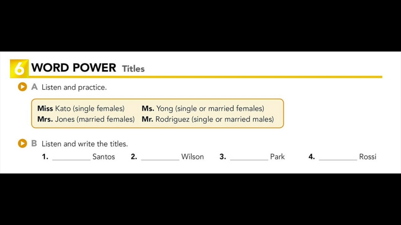 Interchange Intro U1.6 WORD POWER: Titles