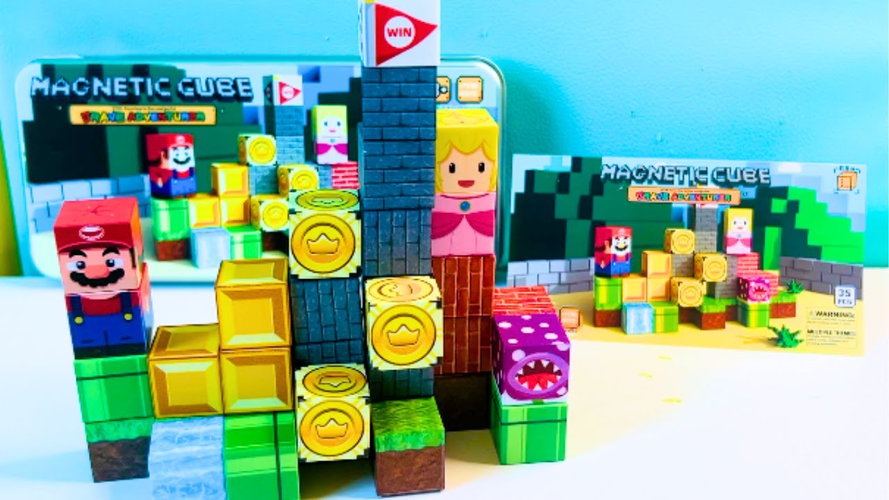 Satisfying ASMR Unboxing | Super Mario Brothers Magnetic Fidget Blocks with Mario & Princess Peach